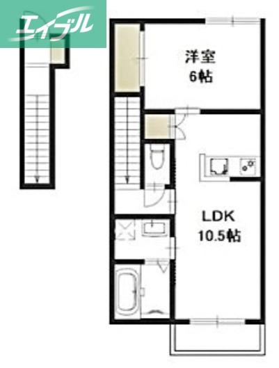 カーサ リヒト II(1LDK/2階)の間取り写真