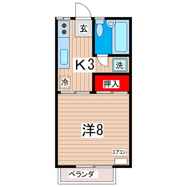 グランツハイム(1K/2階)の間取り写真