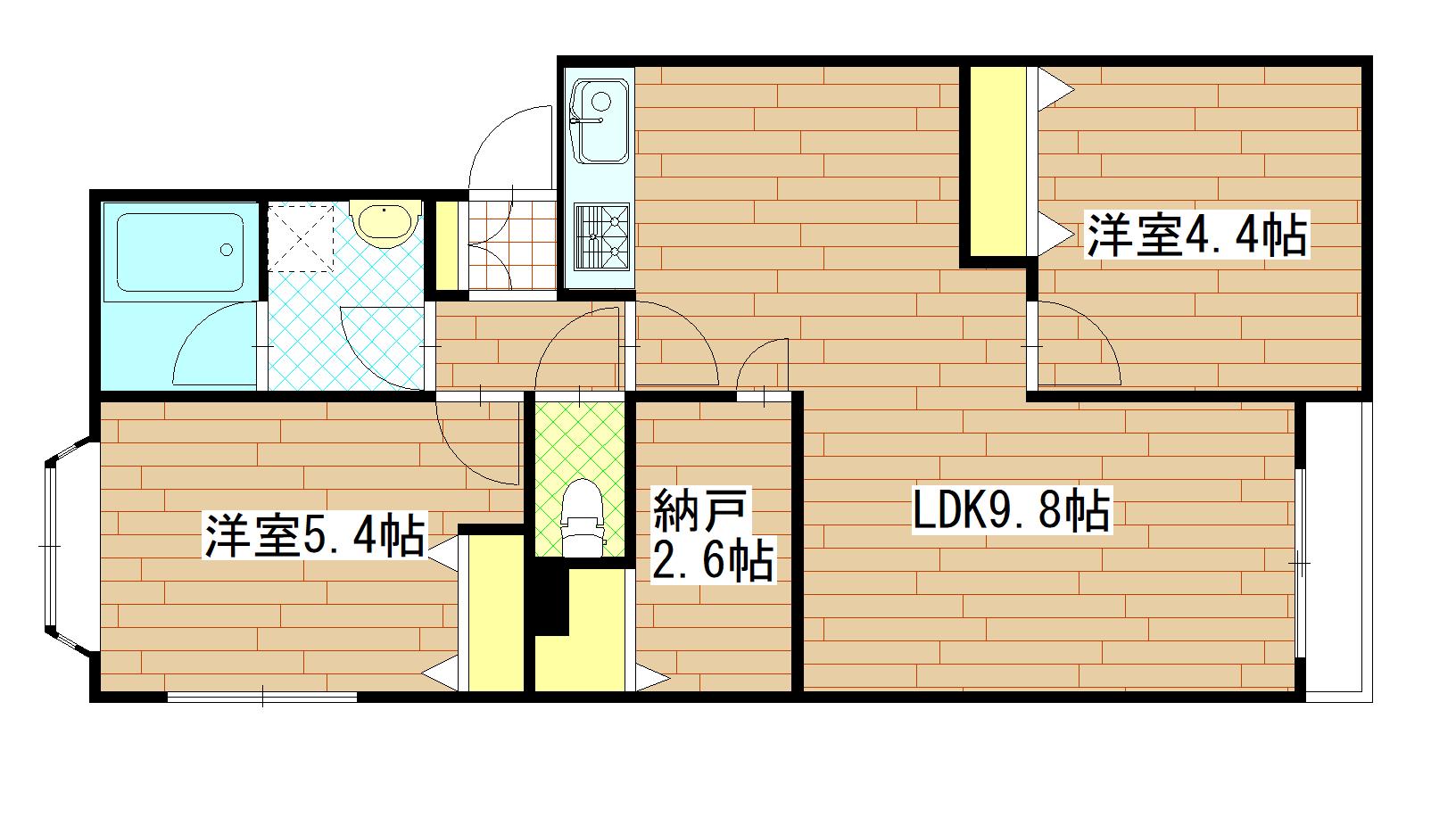 メゾンドコンチェルト(2SLDK/2階)の間取り写真