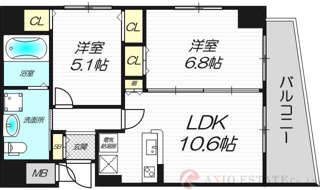 セレブコート木川(2LDK/5階)の間取り写真
