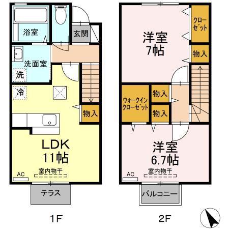 サンクボヌール(2LDK/1階)の間取り写真