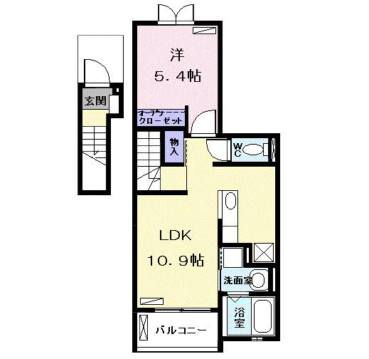 ベルドゥーラ(1LDK/2階)の間取り写真