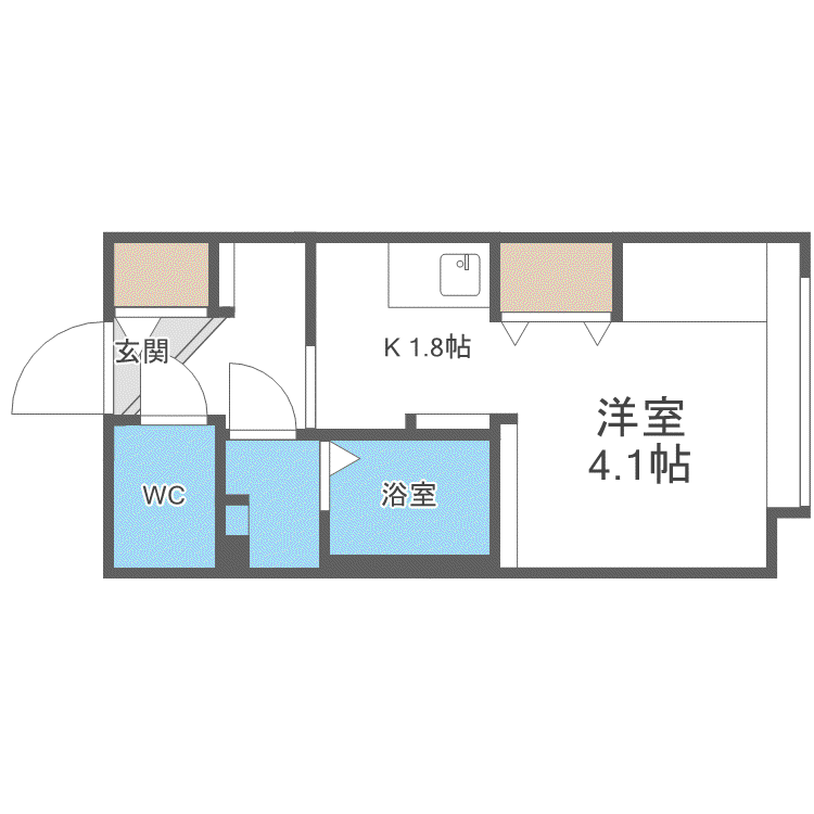 ピュア東彩館VI(1K/4階)の間取り写真