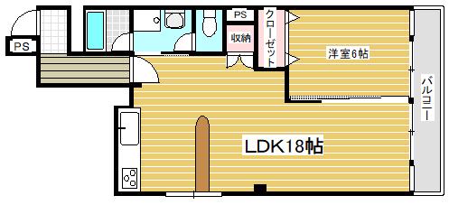 マンション辻田(1LDK/1階)の間取り写真