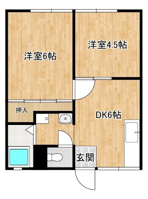 野田ハイツ(2DK/1階)の間取り写真