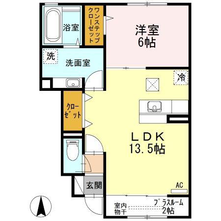 ボナールII(1LDK/1階)の間取り写真