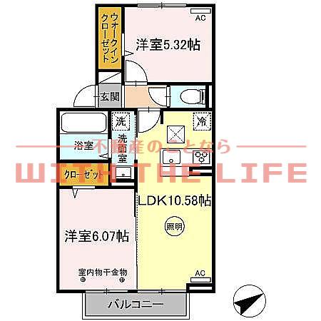 モワブランシェ(2LDK/1階)の間取り写真
