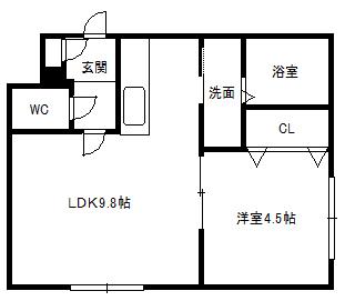 ING南8条(1LDK/3階)の間取り写真