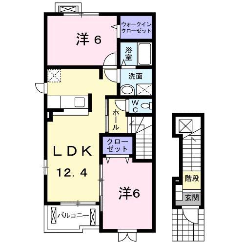 フォレストヒルA(2LDK/2階)の間取り写真