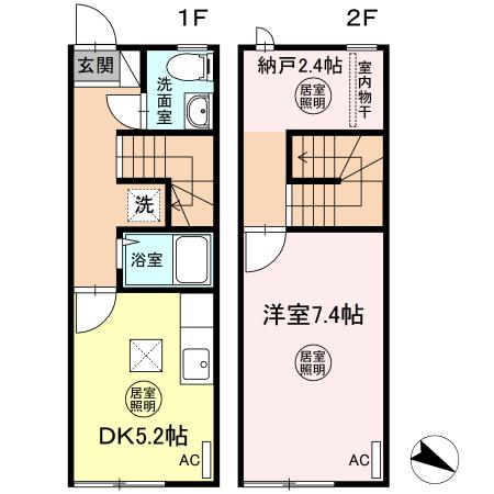 メゾネットK(1DK/1階)の間取り写真