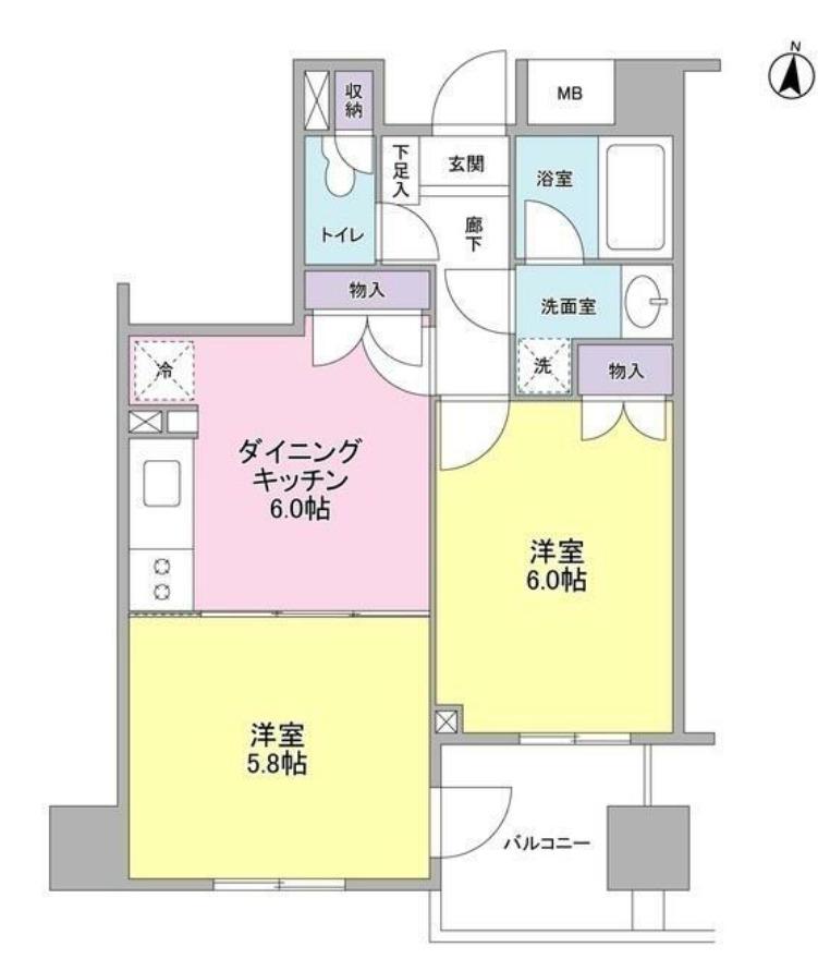 KS新中野(2DK/10階)の間取り写真