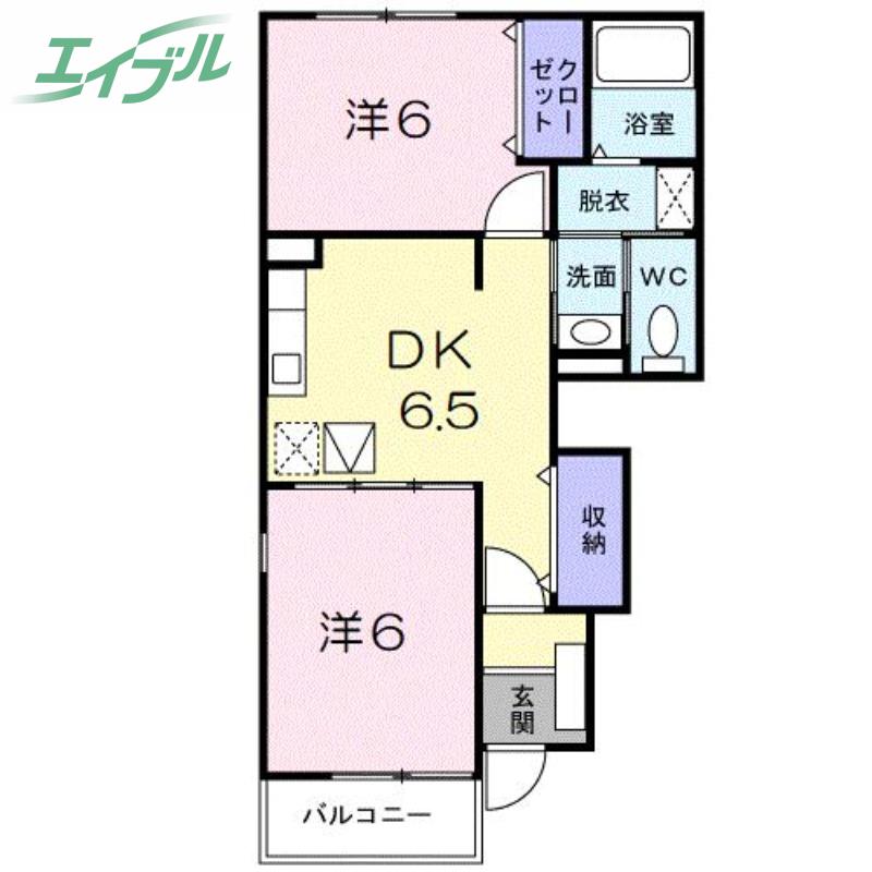 アルカンシエル(2DK/1階)の間取り写真