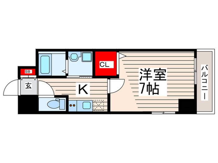 サンジョイア ノース(1K/5階)の間取り写真