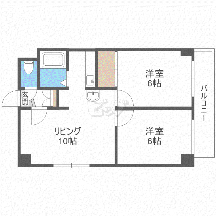 ロイス札幌(2LDK/2階)の間取り写真