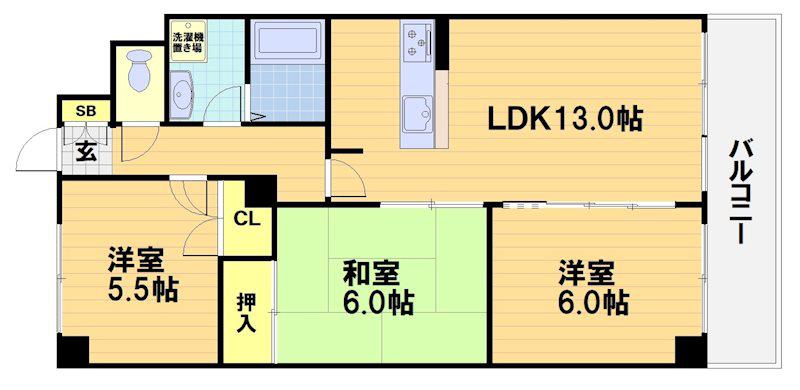 レクイエ上桂 (3LDK/3階)の間取り写真