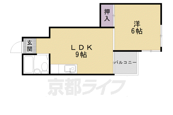 サテンドール千本(1LDK/4階)の間取り写真