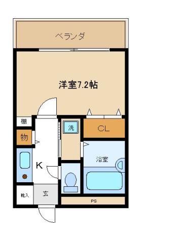 アレグリアプレイス熊取(1K/2階)の間取り写真