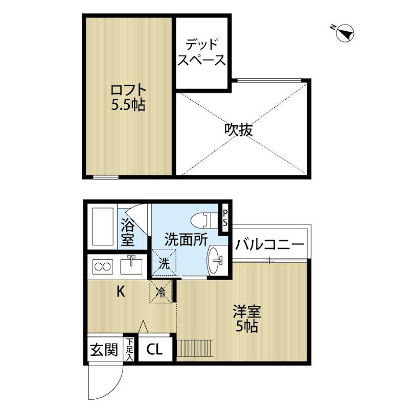 CUBE(ワンルーム/2階)の間取り写真