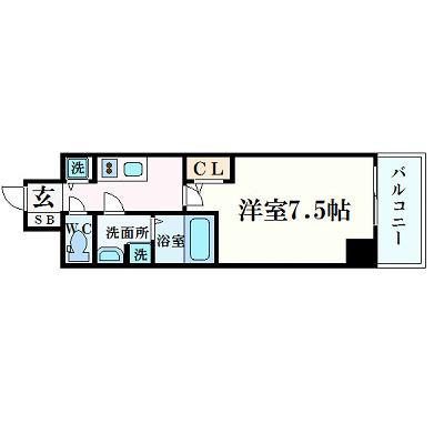 プレサンス梅田東ベータ(1K/13階)の間取り写真