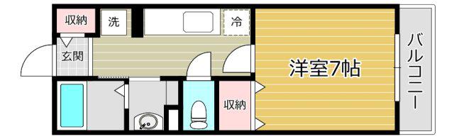 ハイツ東大手(1K/1階)の間取り写真