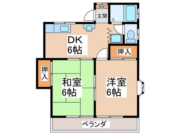 アイリスコーポ(2DK/2階)の間取り写真