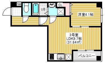 FIORA SOGA(1DK/3階)の間取り写真