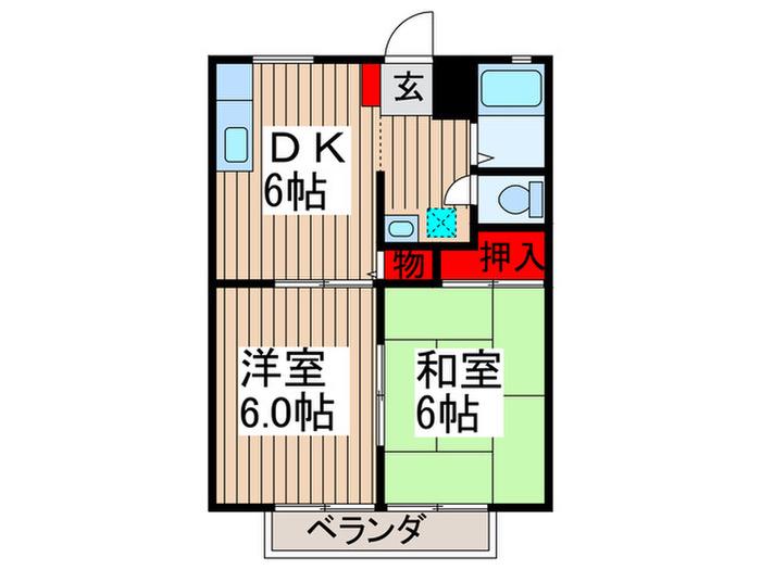 サンシティ志久B棟(2DK/2階)の間取り写真
