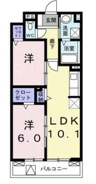 グランスクエア(2LDK/5階)の間取り写真