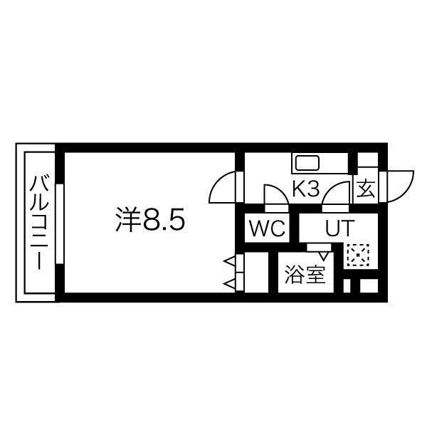 ハーヴェストVII(1K/2階)の間取り写真