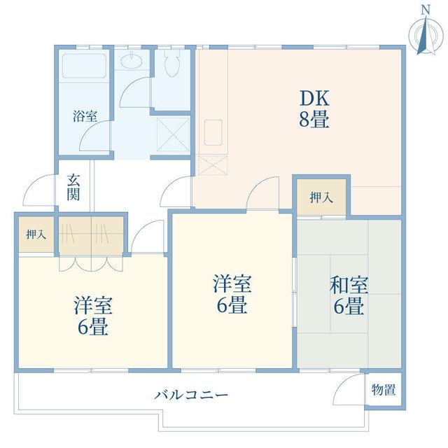 田園青葉台団地12棟(3DK/3階)の間取り写真