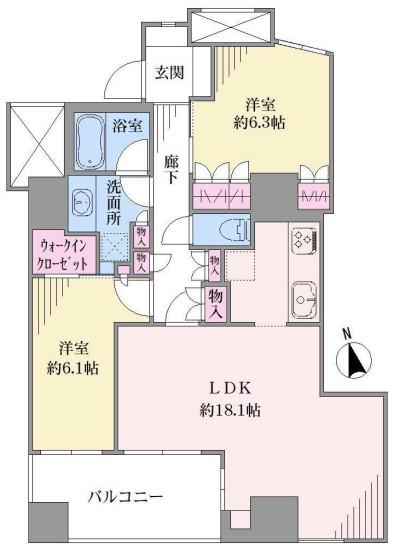 ロイヤルタワー横濱鶴見(2LDK/22階)の間取り写真