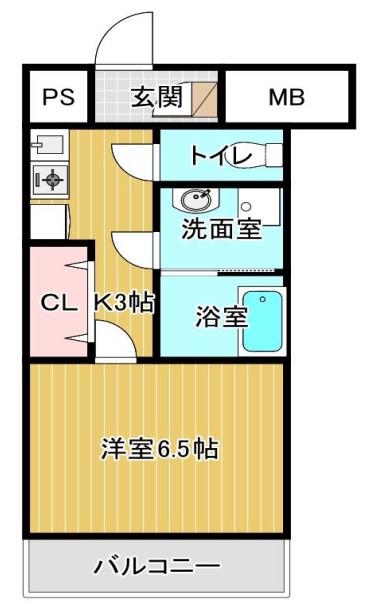 東建ニューハイツ九段(1K/6階)の間取り写真
