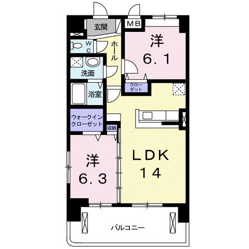プレッソ S.R.W(2LDK/3階)の間取り写真