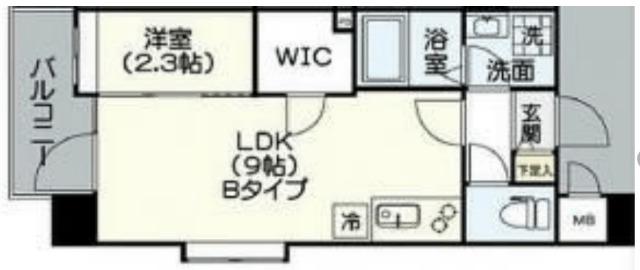 レブリアント千代(1LDK/8階)の間取り写真