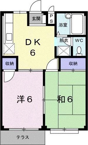 パークハイツみどりが丘(2DK/1階)の間取り写真