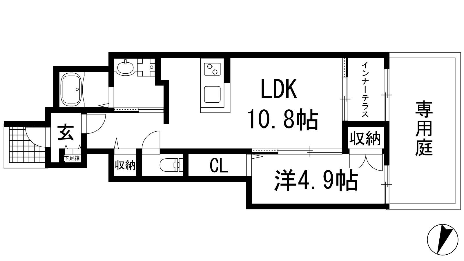 メゾン・ド・プランタン(1LDK/1階)の間取り写真