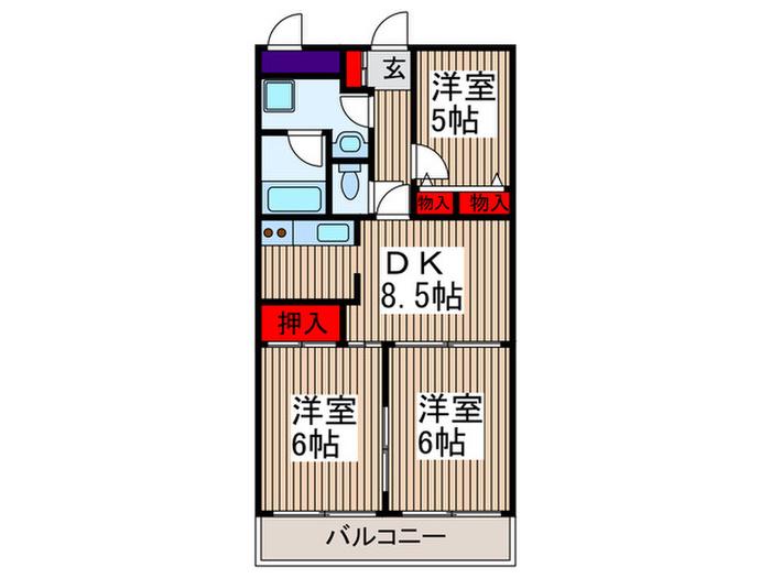 クレスト武蔵浦和(3DK/3階)の間取り写真