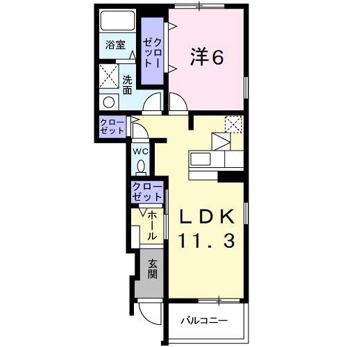 ベルクフルスB(1LDK/1階)の間取り写真