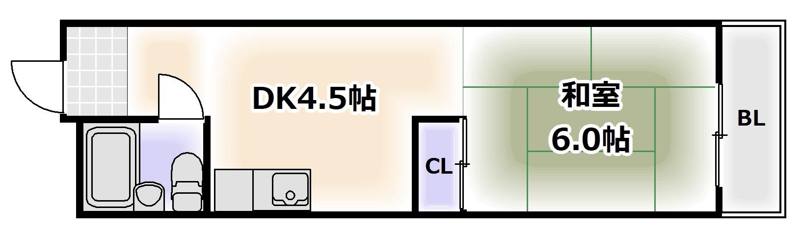 ガーデンハイムこなか(1DK/2階)の間取り写真