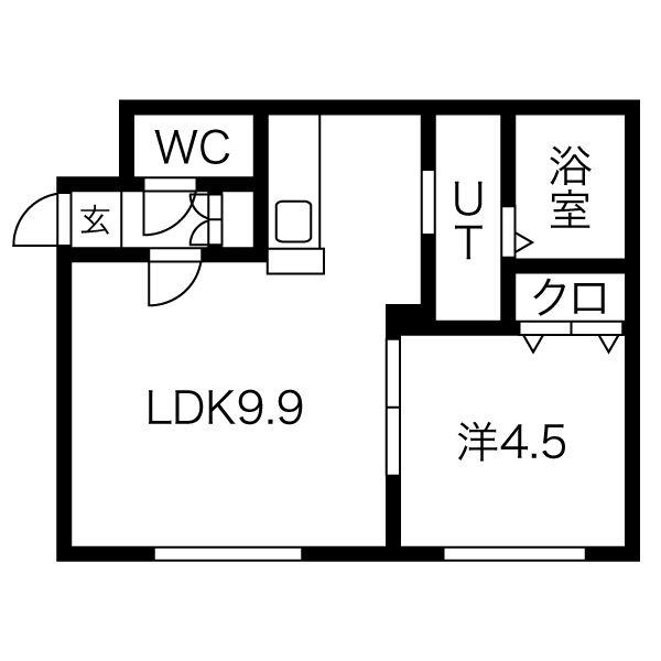 DINO 発寒南(1LDK/3階)の間取り写真