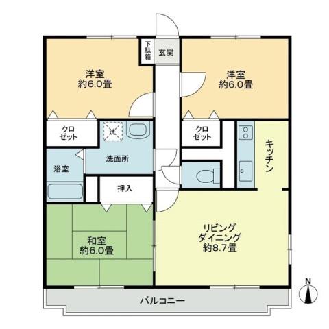 キャメル三条21(3LDK/2階)の間取り写真