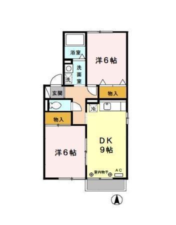リビングタウン東通 A(2DK/2階)の間取り写真