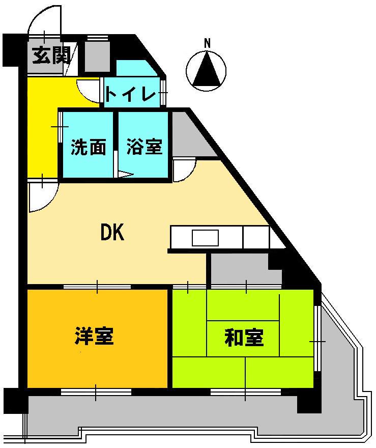 ルミナス山の街(2DK/3階)の間取り写真