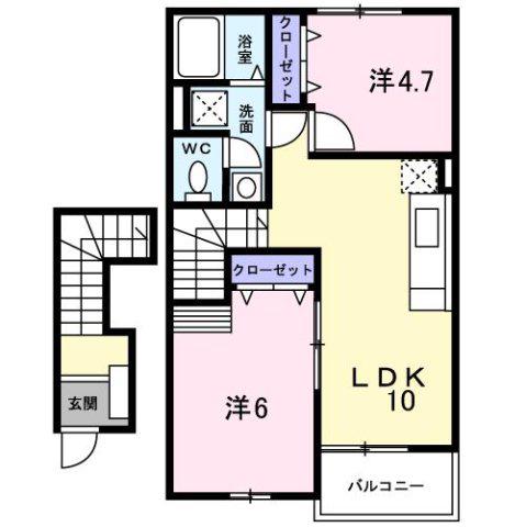 サニーメゾンST B(2LDK/2階)の間取り写真