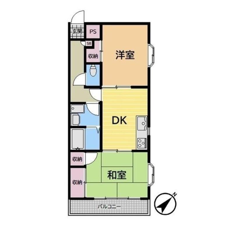 イーストハウス(2DK/1階)の間取り写真