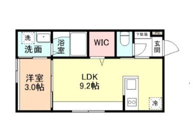 富山市向新庄町4丁目アパートA棟(1LDK/2階)の間取り写真