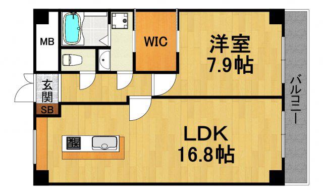 夙川ニューコーポ(1LDK/5階)の間取り写真