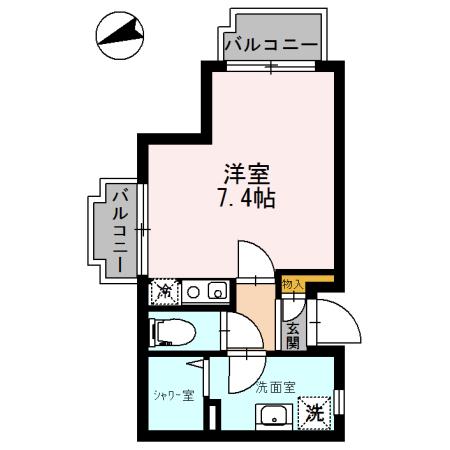 フェニックス厚木(ワンルーム/2階)の間取り写真
