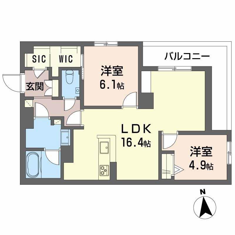 輝 阪南町(2LDK/2階)の間取り写真
