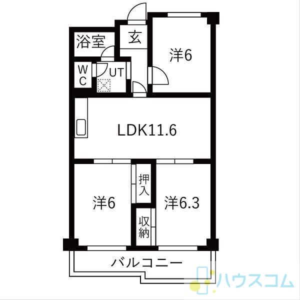 セントマンションむらやま(3LDK/2階)の間取り写真